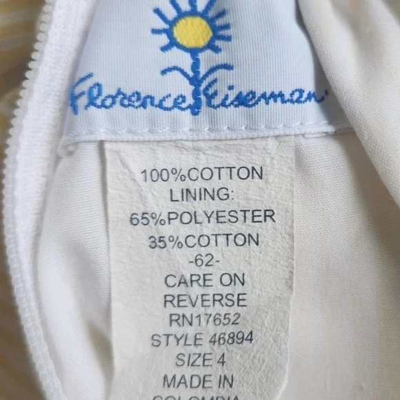 Florence Eiseman Yellow White Stripe Pineapple Embroidered Skirt Girls Size 4 - Picture 6 of 6